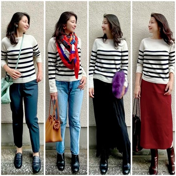 大人っぽく着こなす！秋のボーダーコーディネート