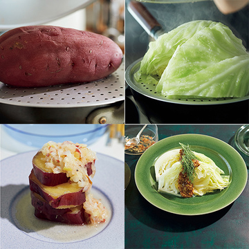 素材の甘みたっぷり！「キャベツの粒マスタード＆さつまいものりんごソース」【料理家ウー・ウェン「蒸し料理」】