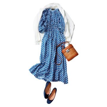 後輩との会食は、上品カジュアルなロング丈で【ワンピース30days】