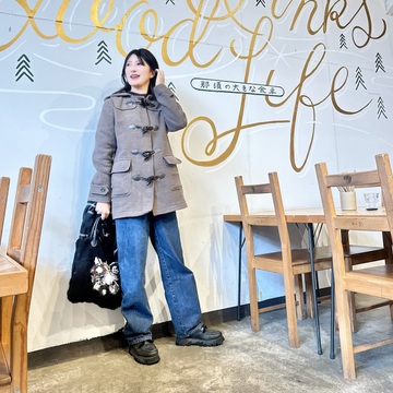 那須ランチはシンプルにブラウン×ワイドデニムで！