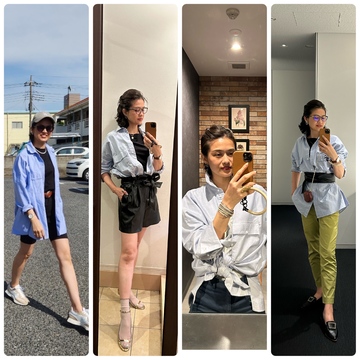 ZARAの青シャツで大人なシャレ見えコーデ