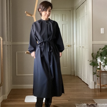 E by eclat バンドカラーワンピースの着回しコーデ