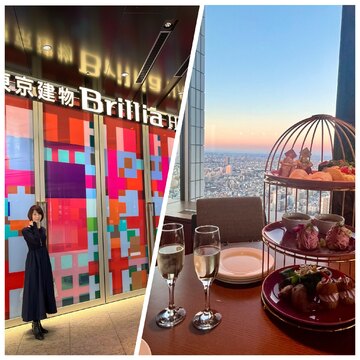 舞台の後は…天空のストロベリーafternoon tea。ぜひ夕暮れ時に。