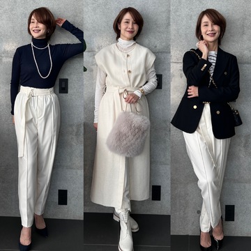 E by éclat [ベルト付き センターシームテーパードパンツ]  着回しました