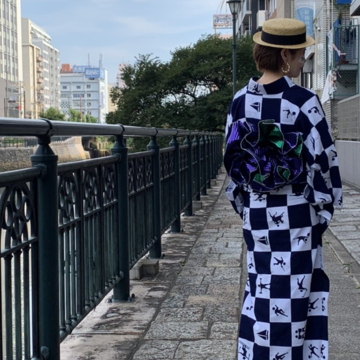 オリンピック柄のピクトグラムの浴衣でお船遊び