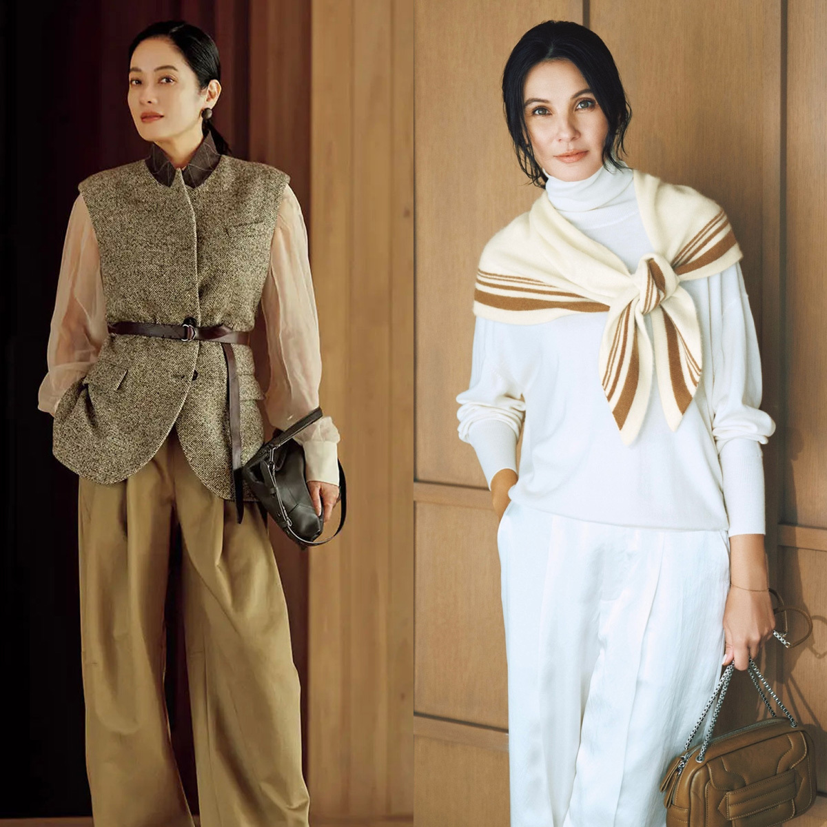 【気温16度の服装】寒暖差対策にぴったり！ジレやストールを素敵に着こなす40代・50代コーデ6選