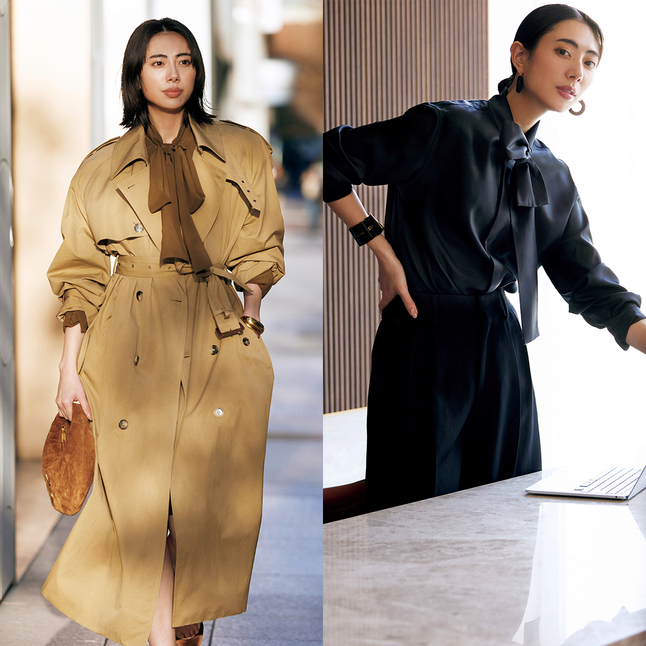 【NEOエグゼの印象を決める「ボウタイブラウス」】この一枚で、洗練も華やぎも約束