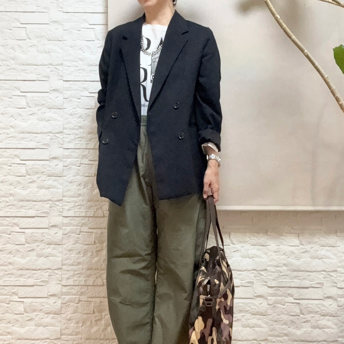 50代GUメンズカーゴパンツコーデ