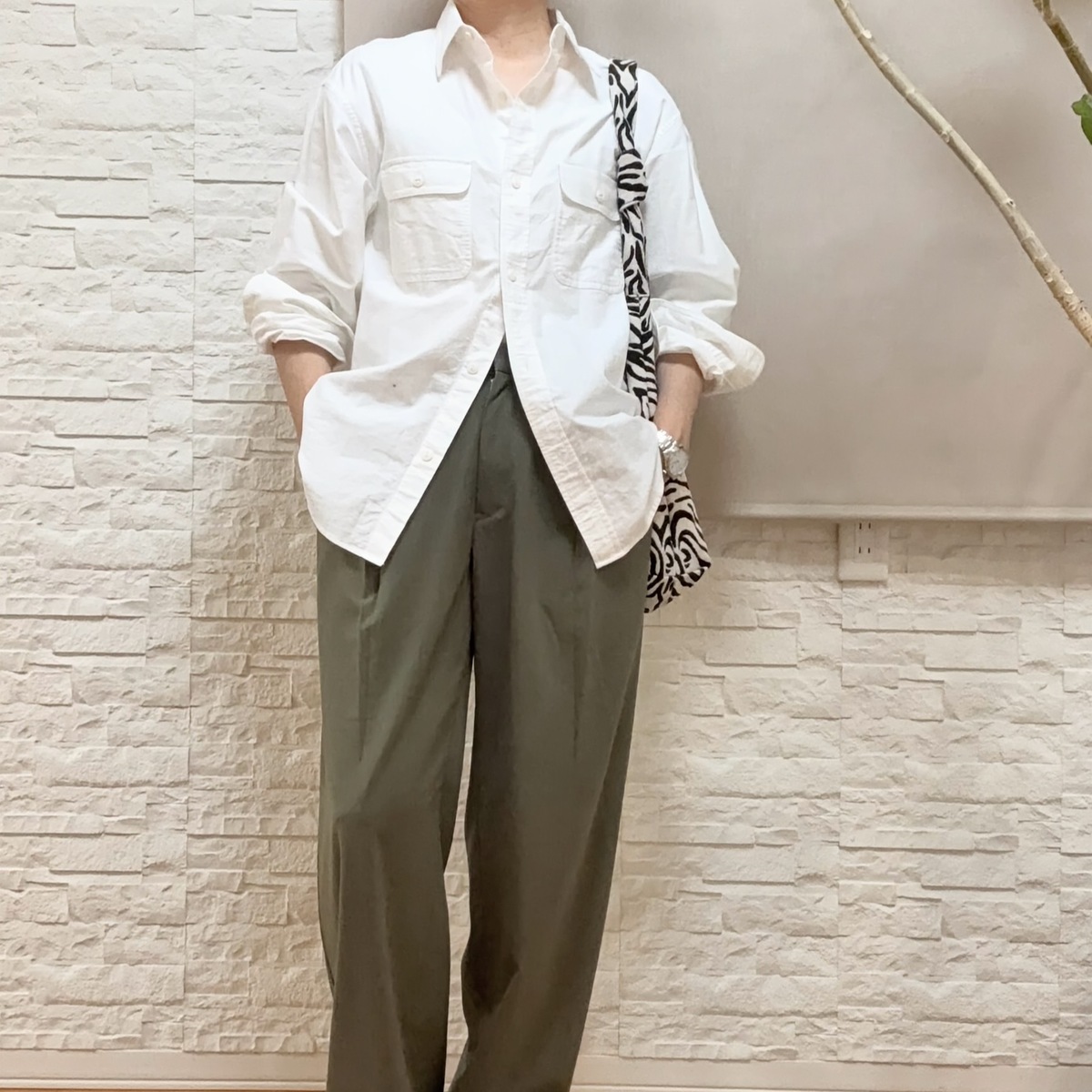 50代GUメンズシャツ＆しまむらブレスレットコーデ