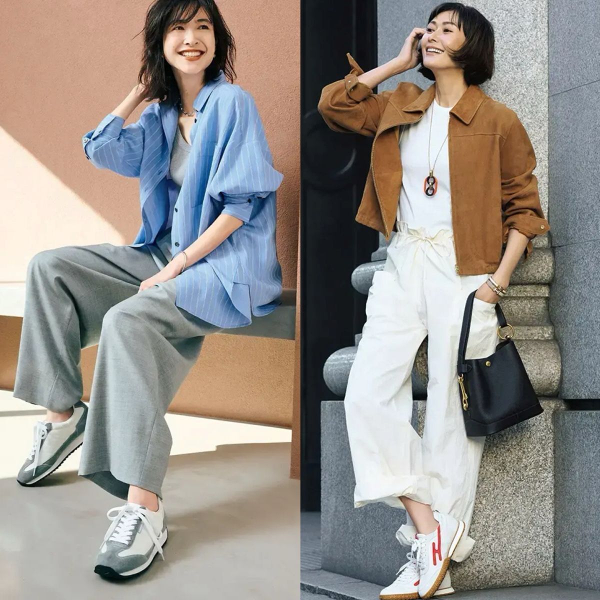 50代、パンツは“スニーカー”で今っぽく。大人の上品カジュアル