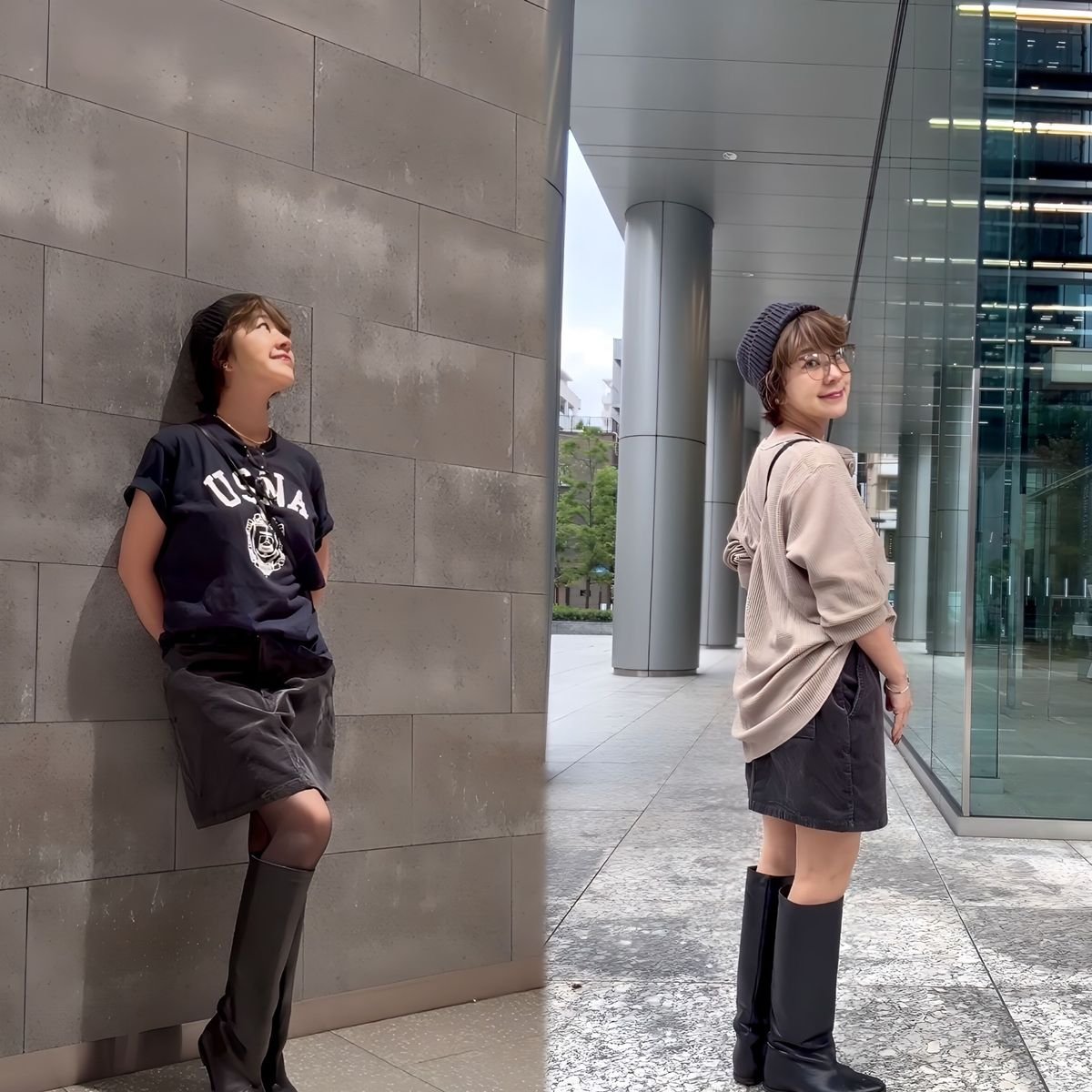 大人になってもときめく「大人ミニ」はUNIQLOで。ニット帽×ブーツで魅せる秋の着回しコーデ
