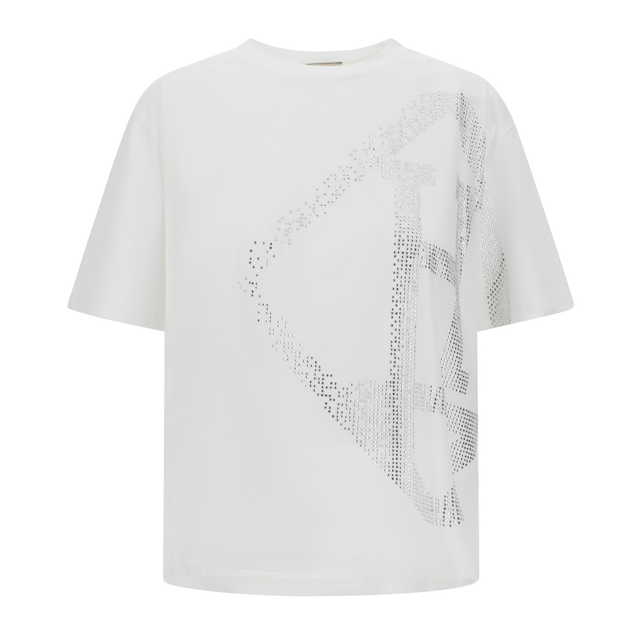 ラインストーンでリュクスに昇華。ヘルノのロゴTシャツ【１日１枚！ 50代の着映えTシャツ図鑑】