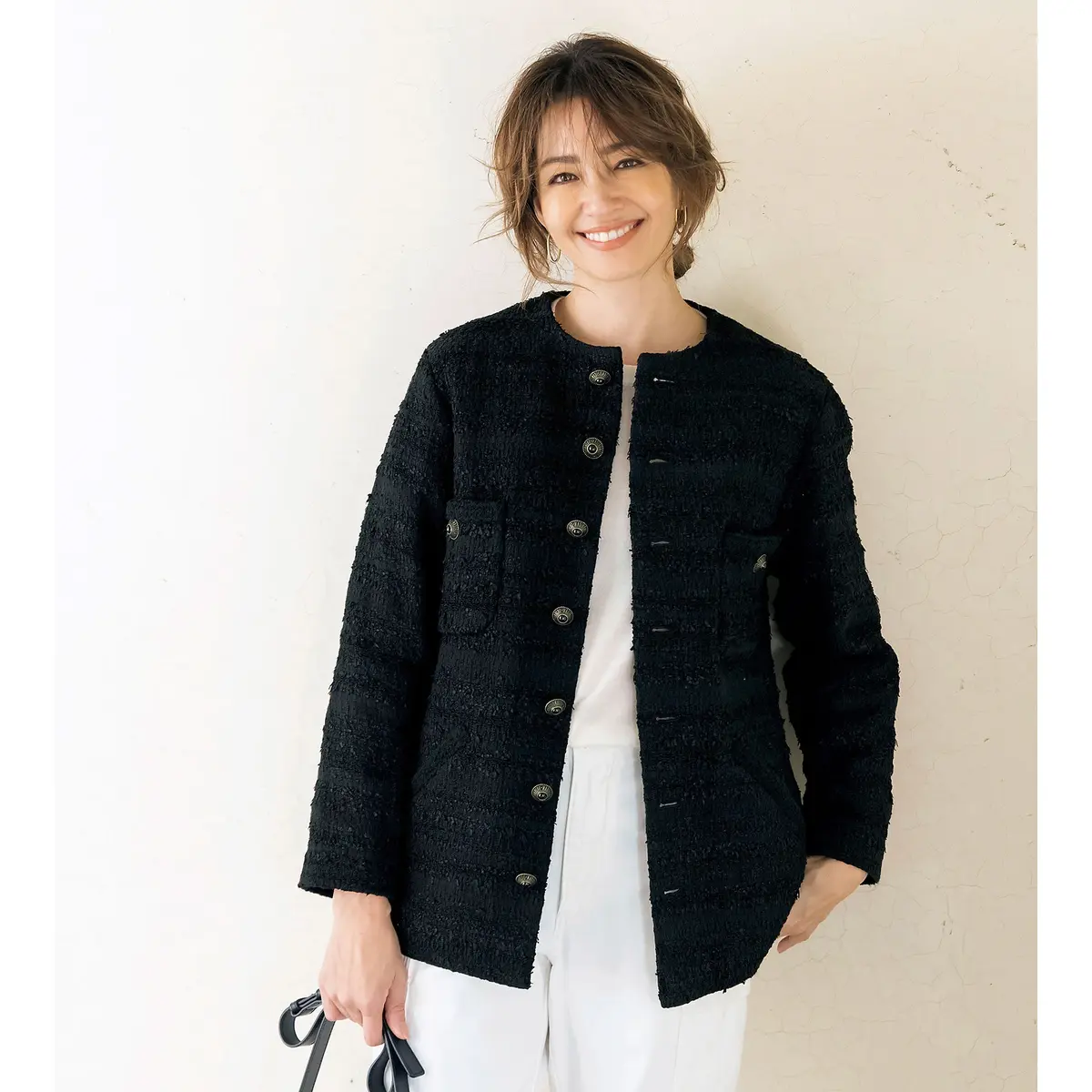 MADISONBLUE - sista様★MADISONBLUE×eclat ノーカラーツイードジャケット 様々なお出かけに活躍間違いなし！「MADISONBLUE×éclat」のノーカラー