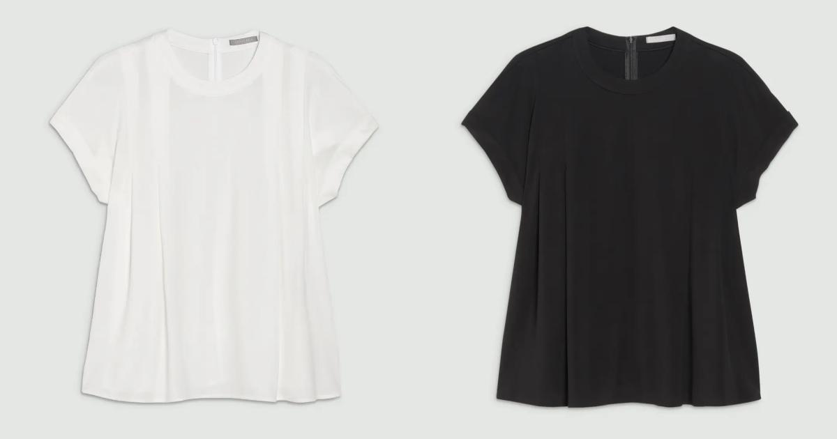 シンプルだけど上品見えが叶う、セオリーリュクスのフェミニンTシャツ