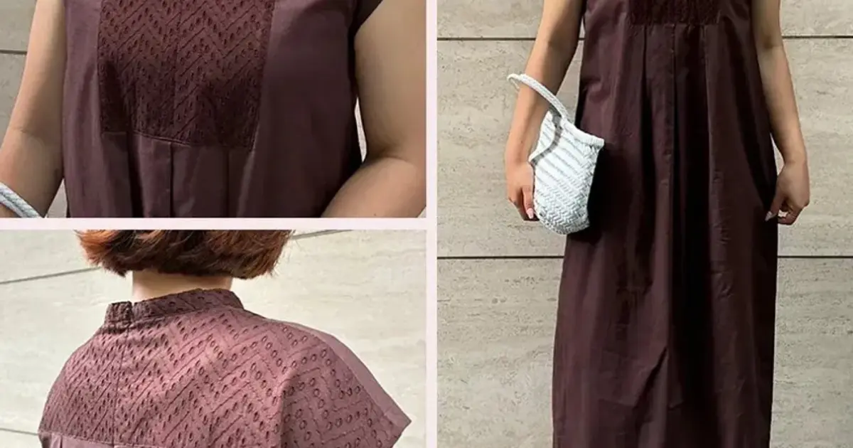新品 Loungedress 体型カバーコクーンスリーブワンピース ブラウン 茶